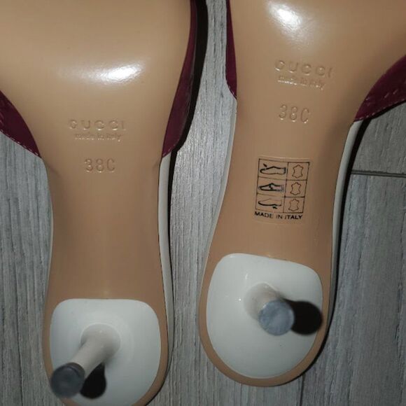 GUCCI Women's Purple Guccissima Leather Open-Toe Horsebit Mules Size 38C - Picture 11 of 14